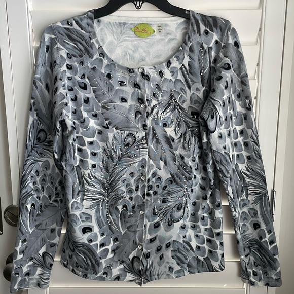 Prima Bella rhinestone bling button front cardigan - Picture 1 of 10